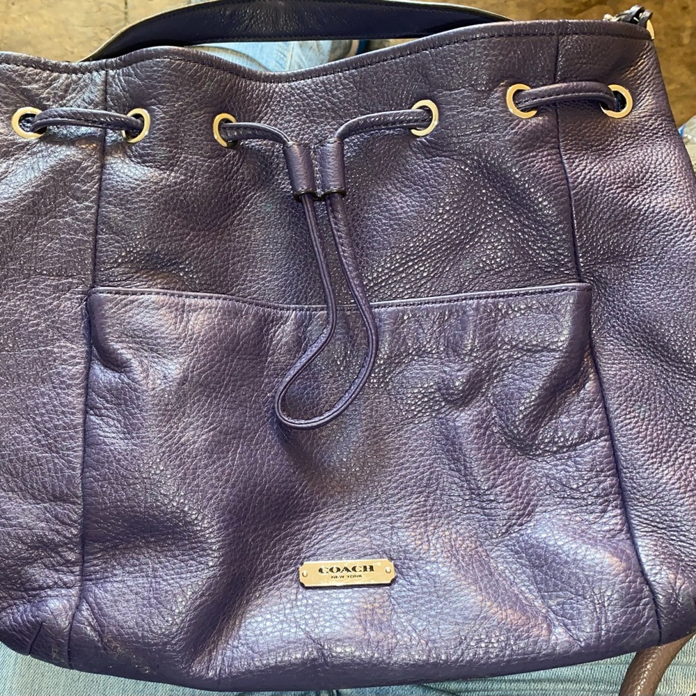 Coach Deep Purple Leather Shoulder Bag